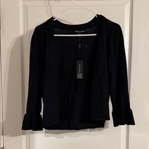 Cable & Gauge Elegant Black Bell Sleeve Cardigan